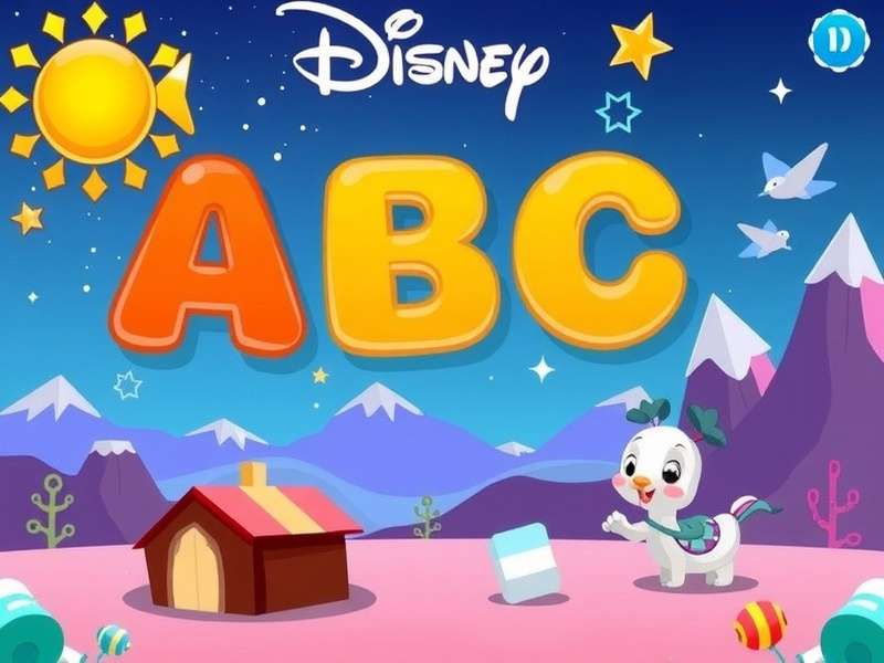 Children playing Disney games on a tablet together, smiling