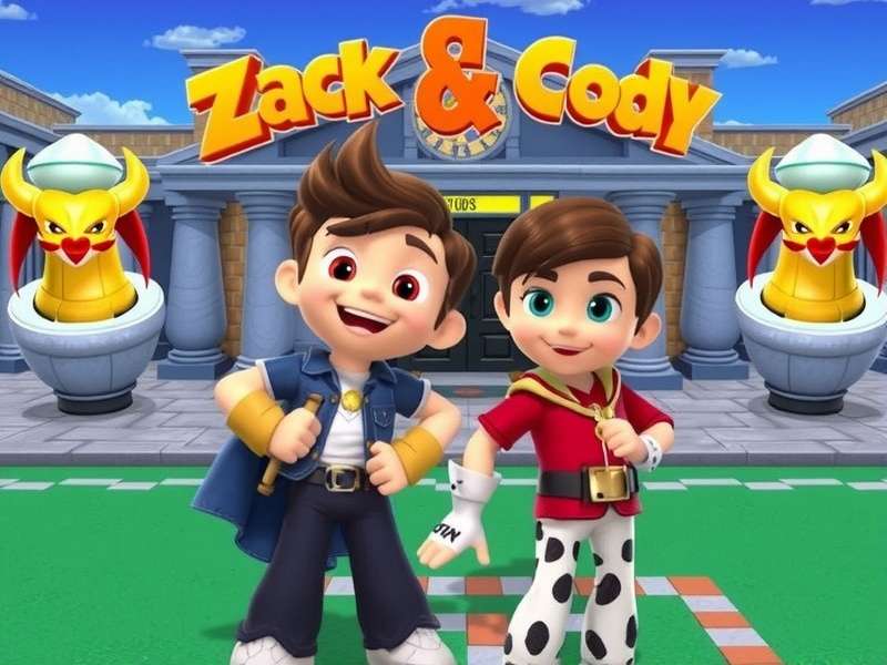 Disney Games Online Zack And Cody gameplay screenshot showing characters in the Tipton Hotel