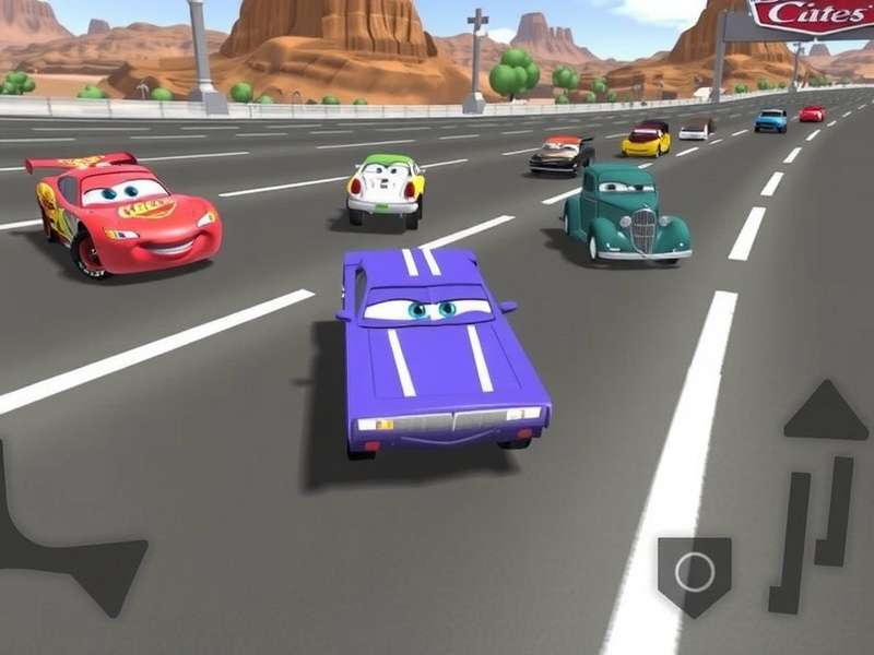 Lightning McQueen racing in Cars Disney game