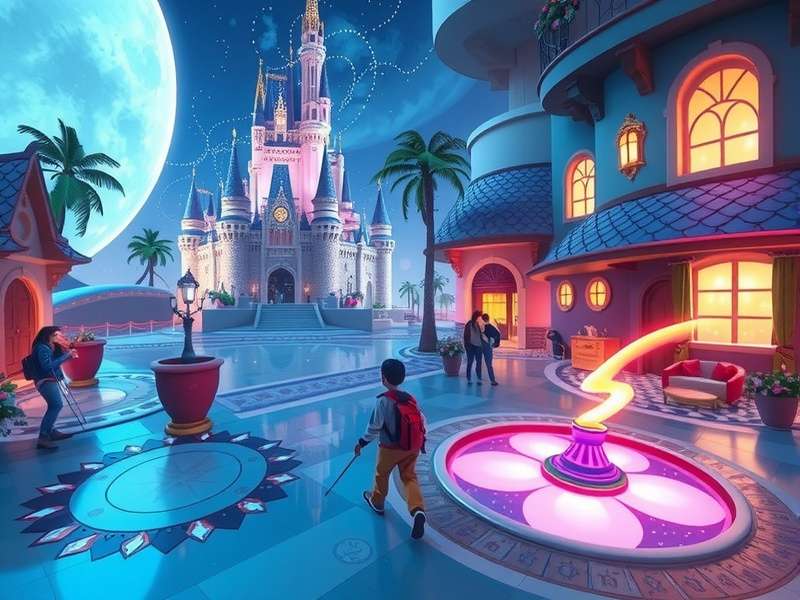 Disney Dreamlight Valley magical village scene with characters