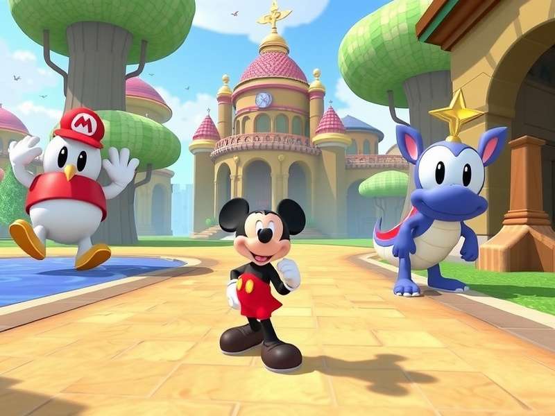 Nintendo Switch with Disney themed controller and games