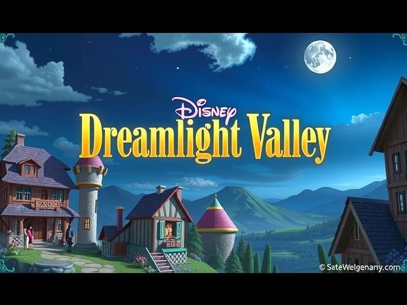 Disney Dreamlight Valley magical landscape with castle and characters