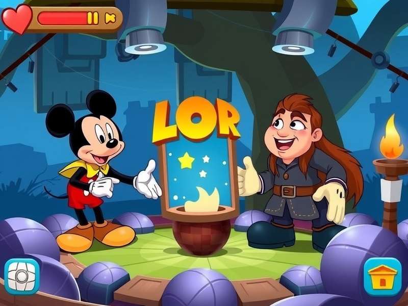 Disney Lol gaming setup with colourful controllers and Disney characters