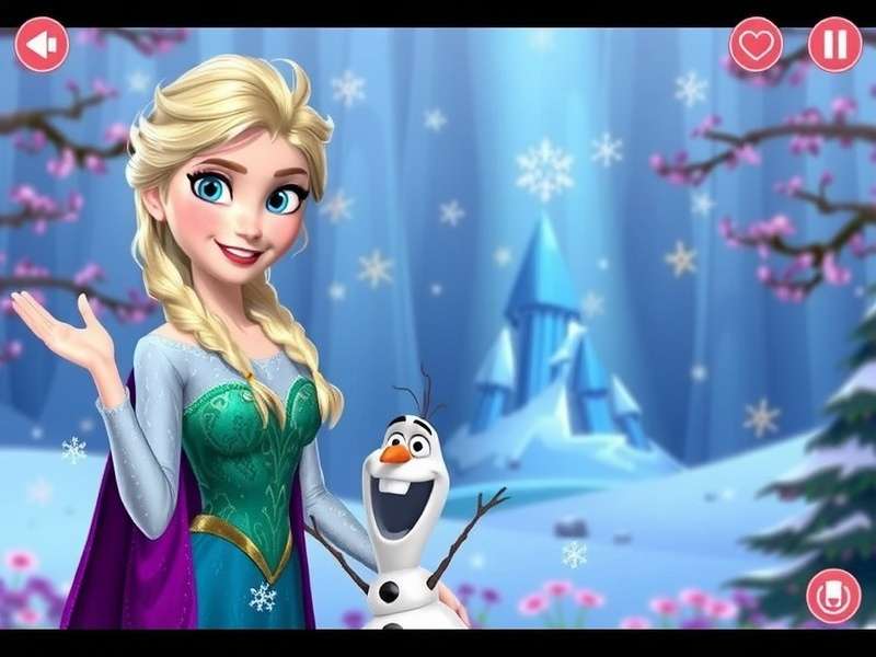 Two children playing Disney Frozen online games on a tablet, featuring Elsa and Anna characters